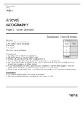 A-level GEOGRAPHY Paper 2	Human Geography JUNE 2022