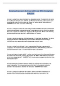 Nursing Concepts Advanced Exam With Complete Solution
