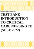 TEST BANK - INTRODUCTION TO CRITICAL CARE NURSING 7E (SOLE 2022)
