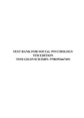 TEST BANK FOR SOCIAL PSYCHOLOGY 5TH EDITION TOM GILOVICH ISBN&colon; 9780393667691&period;
