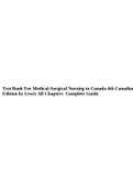 Test Bank For Medical-Surgical Nursing in Canada 4th Canadian Edition by Lewis All Chapters Complete Guide&period;