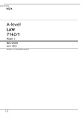 A-level LAW 7162/1 Paper 1 Mark scheme June 2022 Version: 1.0 Final Mark Scheme 	