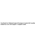 Test Bank For Medical-Surgical Nursing in Canada 4th Canadian Edition by Lewis All Chapters Complete Guide.