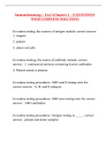 Immunohematology - Test 1(Chapters 1 – 3) QUESTIONS WITH COMPLETE SOLUTIONS