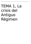 Tema 1, La crisis del Antiguo Régimen, Historia de España. Selectividad.