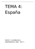 Tema 4, España, Historia de España. Selectividad.