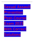 Sexual Assault Prevention Post-Course Exam 2023 With Correct Solutions 