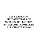 Test Bank for Fundamentals of Nursing 10th Edition by Taylor Chapter 1-47 &vert; Complete Guide Newest Version 2023&sol;2024