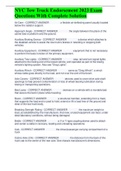 NYC Tow Truck Endorsement 2023 Exam Questions With Complete Solution 