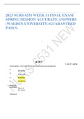 2023 NURS 6531 WEEK 11 FINAL EXAM SPRING SESSION ACCURATE ANSWERS (WALDEN UNIVERSITY) GUARANTEED PASS%