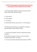 AAB MT Immunology Review Questions from labce and AAB manual. WITH COMPLETE SOLUTIONS