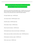 The Lymphatic System 2023 Exam Test With Correct Answers