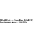 PHIL 200 Intro to Ethics Final Milestone (REVISED) Questions and Answers 2022/2023.