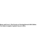 Burns and Grove's The Practice of Nursing Research 8th Edition Test Bank (Complete Updated Answers 2022).