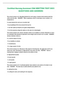 Certified Nursing Assistant CNA WRITTEN TEST 2023 QUESTIONS AND ANSWERS 