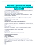 Med-Surg&colon; Cardiovascular Review Questions and Correct Answers Latest Updated 2023