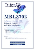 MRL3702 Assignment 2 Semester 1 2023 &lpar;724093&rpar;