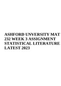 ASHFORD UNVERSITY MAT 232 WEEK 3 ASSIGNMENT STATISTICAL LITERATURE LATEST 2023