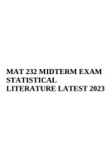 MAT 232 MIDTERM EXAM STATISTICAL LITERATURE LATEST 2023