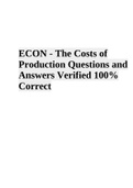 ECON - The Costs of Production Questions and Answers Verified 100% Correct