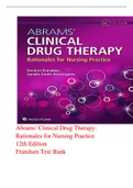 Test Bank for Abrams Clinical Drug Therapy Rationales for Nursing Practice 12th Edition Frandsen ALL Chapters 1-61 included download to Ace your exams at the first attempt&excl;&excl;