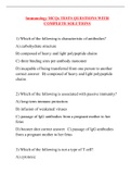 Immunology MCQs TESTS QUESTIONS WITH COMPLETE SOLUTIONS