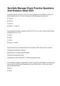 ServSafe Alcohol Practice Exam&lpar;Questions And Answers&rpar; 2023&comma; Servsafe Manager Certification Test Questions And Answers 2023 & ServSafe Manager Exam Practice Questions And Answers latest 2023&period;