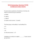MCQ Immunology Questions WITH COMPLETE SOLUTIONS