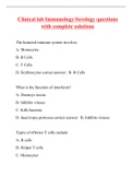 Clinical lab Immunology/Serology questions with complete solutions