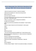 U&period;S&period;A&period; Citizenship Test &lpar;100 Civics Questions&rpar; from uscis&period;gov With 100&percnt; Correct Answers Graded A&plus;