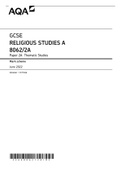 GCSE RELIGIOUS STUDIES A 8062/2A Paper 2A Thematic Studies Mark scheme June 2022