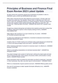 Principles of Business and Finance Final Exam Review 2023 Latest Update