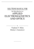 An Introduction to Applied Electromagnetics and Optics 1st Edition By Vladimir  Mitin (Solution Manual)