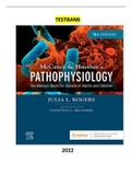 FULL - Elaborated Test Bank for McCance & Huether’s Pathophysiology - A biological basis for disease in adults and Children 9Ed. by Julia Rogers ALL Chapters included update 2023