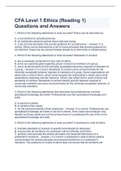 CFA Level 1 Ethics (Reading 1) Questions and Answers