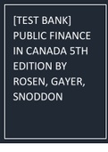 Test Bank Public Finance In Canada 5th Edition By Rosen, Gayer, Snoddon