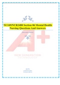 NU249/NUR2488 Section 06 Mental Health Nursing Questions And Answers