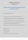 Dental Anatomy Final Exam Questions With Correct Answers