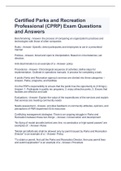Certified Parks and Recreation Professional (CPRP) Exam Questions and Answers