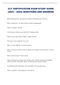 CLT CERTIFICATION EXAM STUDY GUIDE &lpar;2023 &ndash; 2024&rpar; QUESTIONS AND ANSWERS