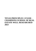 TEXAS PRINCIPLES 1 EXAM - CHAMPIONS SCHOOL OF REAL ESTATE 