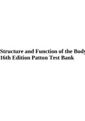 Structure and Function of the Body 16th Edition Patton Test Bank.