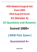HESI Medical Surgical Exit Exam | 2024 | Med Surg Exit Exam V1 (Version 1) 55 Questions and Answers ( NEW FULL Exam ) Guaranteed A+