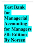 Test Bank for Managerial Accounting for Managers 5th Edition By Noreen