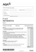 AQA A-level MATHEMATICS Paper 2 7357&sol;2 Question paper June 2024