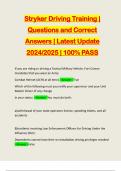 Stryker Driving Training &vert; Questions and Correct Answers &vert; Latest Update 2024&sol;2025 &vert; 100&percnt; PASS