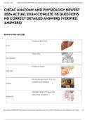 CIBTAC ANATOMY AND PHYSIOLOGY NEWEST 2024 ACTUAL EXAM COMLETE 118 QUESTIONS ND CORRECT DETAILED ANSWERS &lpar;VERIFIED ANSWERS&rpar;