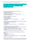 NR AORN PERIOD 101 FIANL EXAM 2023-24 (Complied Real Exam) VERIFIED AND  APPROVED EXAM