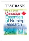 Test Bank for Polit & Beck Canadian Essentials of Nursing Research 4th Edition &lpar;Kevin Woo&comma; 2017&rpar; &vert; All Chapters Covered