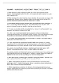 NNAAP - NURSING ASSISTANT PRACTICE EXAM 1 QUESTIONS AND ANSWERS 100&percnt; CORRECT
